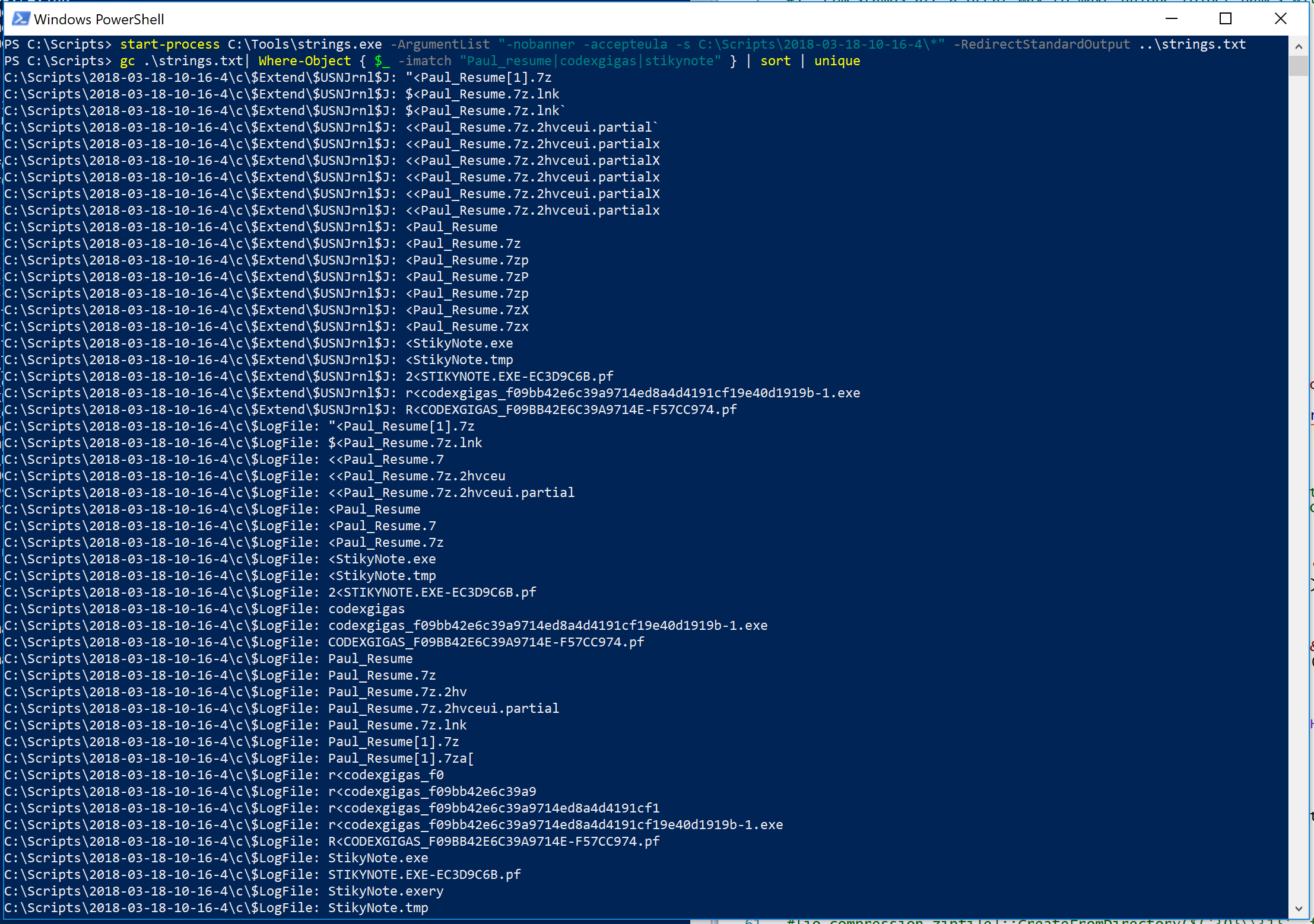 reviewing strings in Powershell