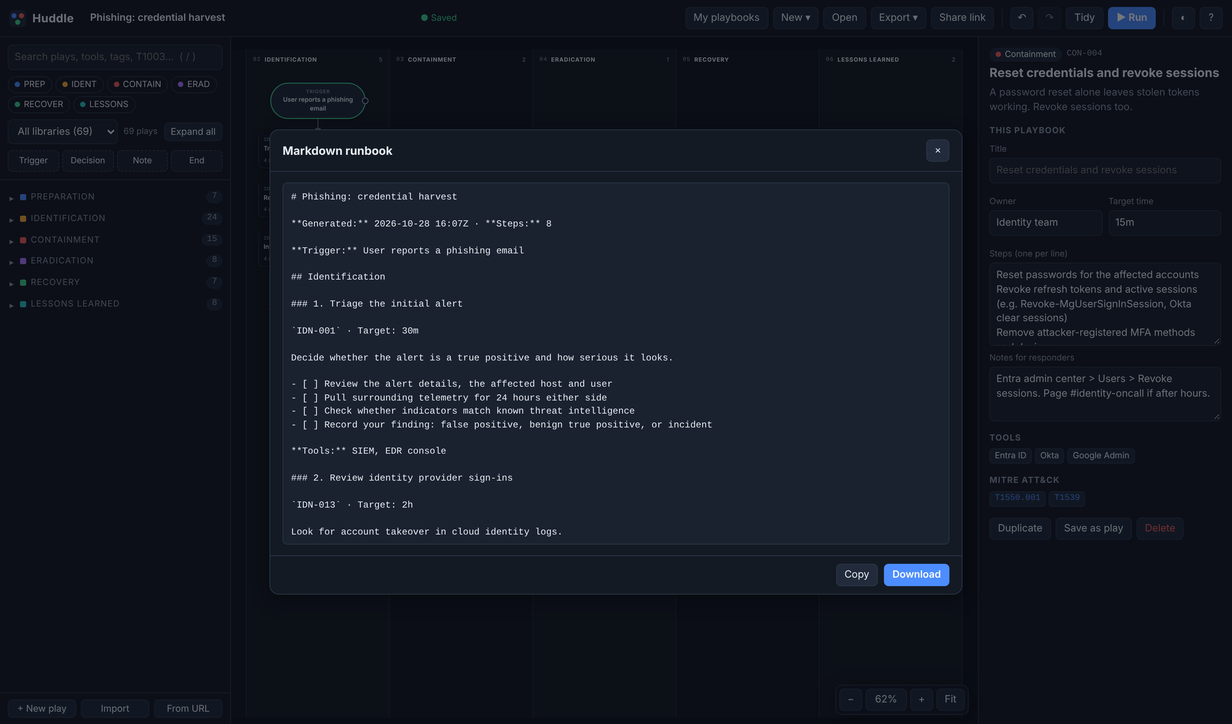 The Markdown runbook export
